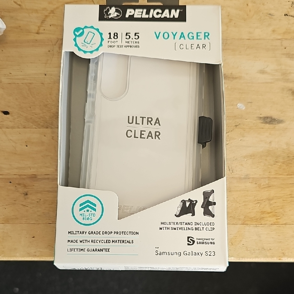 Clear Pelican Case for Samsung Galaxy S23 5G with 18 ft Drop Protection